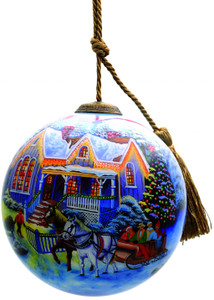 Christmas Home and Horse Carriage Hand Painted Mouth Blown Glass Ornament - 606114636847 Christmas Home and Horse Carriage Hand Painted Mouth Blown Glass Ornament - 606114636847