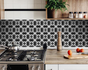 5" X 5" Black and White Stark Peel and Stick Removable Tiles - 808230081826