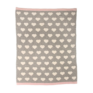 Grey and Ivory Hearts Knitted Baby Blanket - 4512822740003 Grey and Ivory Hearts Knitted Baby Blanket - 4512822740003