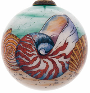 Sea Shell Hand Painted Mouth Blown Glass Ornament - 606114637868 Sea Shell Hand Painted Mouth Blown Glass Ornament - 606114637868