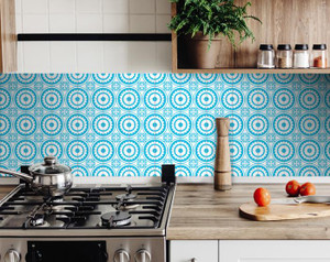 5" X 5" Aqua Gerber Removable Peel and Stick Tiles - 808230087026