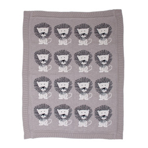 Grey Lots of Lions Woven Knitted Baby Blanket - 4512822740027