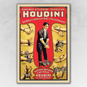 20" X 30" Houdini Handcuff King Vintage Magic Poster Wall Art - 808230035010 20" X 30" Houdini Handcuff King Vintage Magic Poster Wall Art - 808230035010