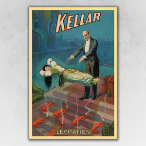 9" X 12" Kellar Levitation Vintage Magic Poster Wall Art - 808230035164
