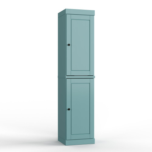 17" Aqua Solid Wood Free Standing Double Door Linen Cabinet