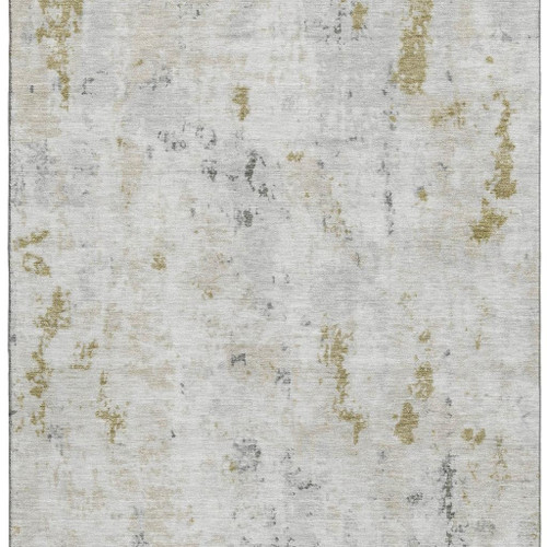 10' X 14' Linen Beige And Gray Abstract Washable Area Rug With UV Protection