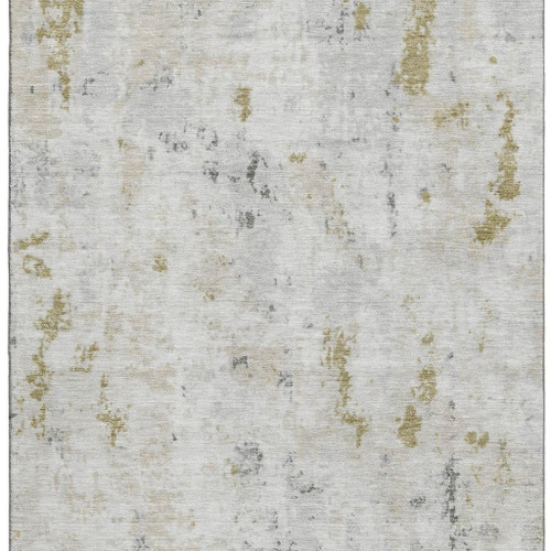 10' X 14' Linen Beige And Gray Abstract Washable Area Rug With UV Protection
