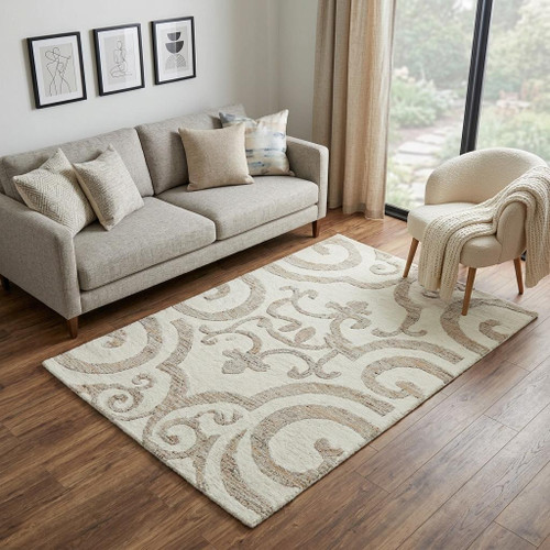 5' X 8' Brown And Beige Wool Moroccan Hand Tufted Area Rug