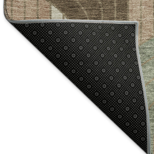 8' Chocolate Beige And Taupe Round Striped Washable Indoor Outdoor Area Rug