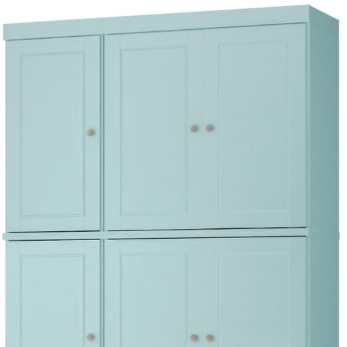 72" Aqua Solid Wood Six Door Two Drawer Pantry Or Storage Closet