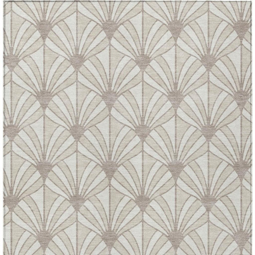 5' X 8' Ivory Beige And Taupe Seashell Washable Indoor Outdoor Area Rug