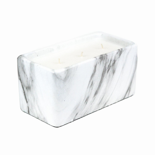 White Marble Prism Candle 