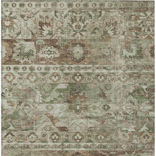5' X 8' Sage And Green Cactus Washable Indoor Outdoor Area Rug