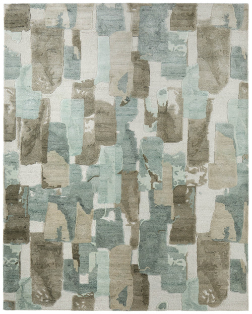 8' X 10' Blue And Ivory Abstract Hand Tufted Area Rug