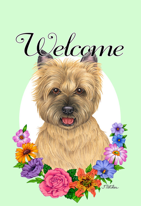 Cairn Terrier Wheaten - Best of Breed Welcome Flowers Garden Flag 
