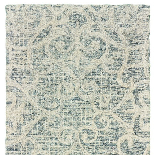8' Gray And Ivory Wool Geometric Hand Tufted Runner Rug