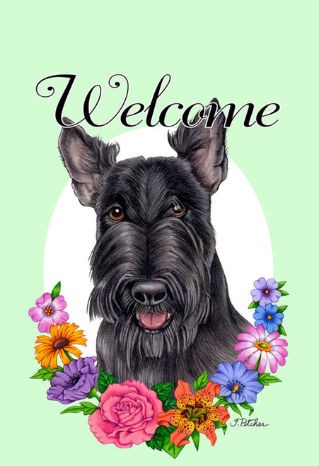 Scottish Terrier Black- Best of Breed Welcome Flowers Garden Flag 