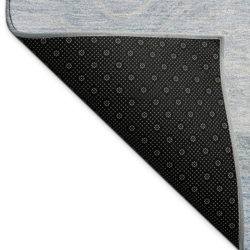 9' X 12' Denim Blue Ivory And Gray Striped Washable Indoor Outdoor Area Rug
