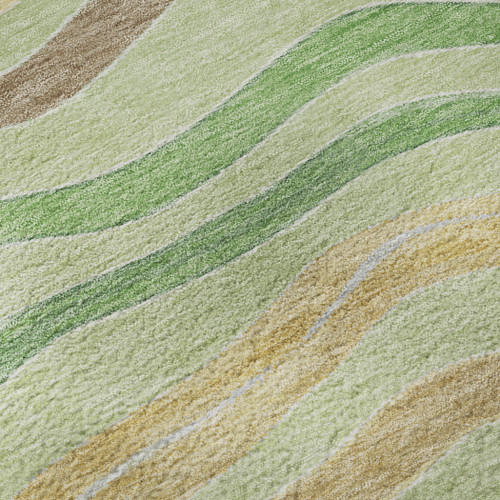 10' X 14' Green Wheat And Ivory Striped Washable Area Rug With UV Protection