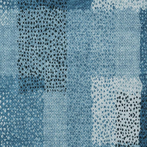 9' X 12' Teal Blue And Denim Blue Abstract Washable Indoor Outdoor Area Rug