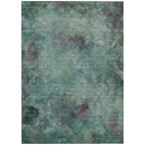 9' X 12' Teal Blue And Purple Abstract Washable Indoor Outdoor Area Rug