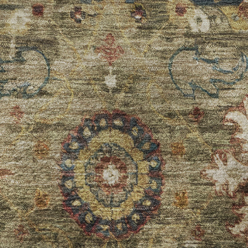 9' X 12' Brown Blue And Gold Oriental Washable Area Rug With UV Protection