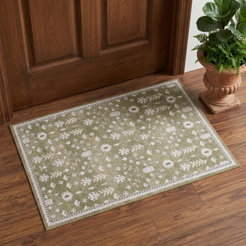 2' X 3' Brown And Ivory Oriental Washable Area Rug