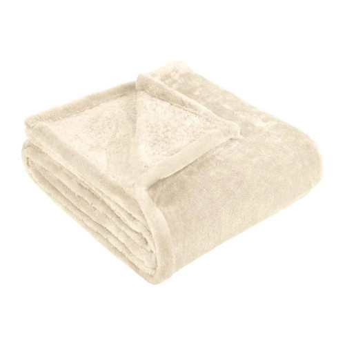50" X 60" Ivory Fleece Plush Throw Blanket