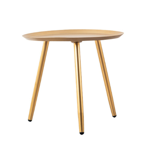17" Golden Steel Tray Style Round End Table
