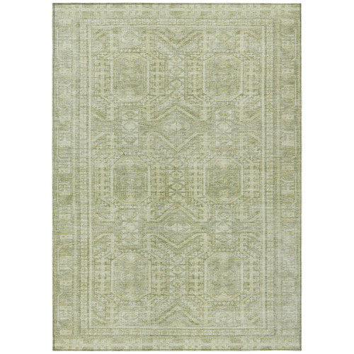 3' X 5' Sage And Ivory Geometric Washable Indoor Outdoor Area Rug