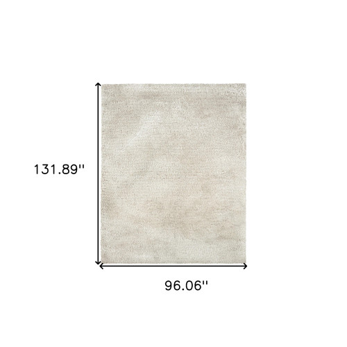 8' X 11' Ivory Shag Hand Tufted Area Rug