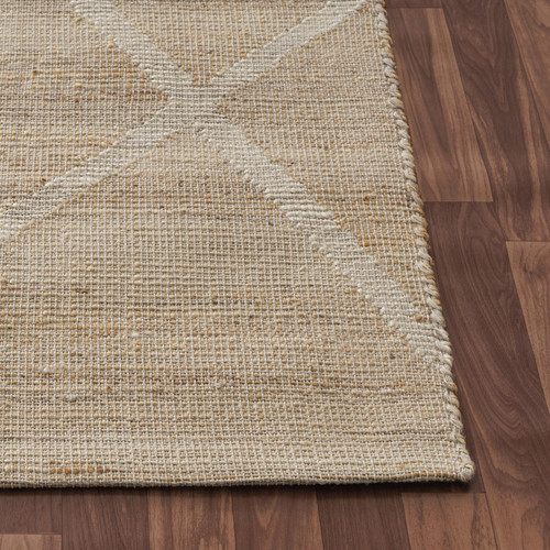 9' X 12' Ivory And Beige Jute Abstract Hand Woven Area Rug