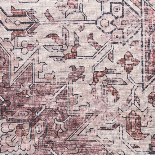 10' Red Floral Distressed Runner Rug