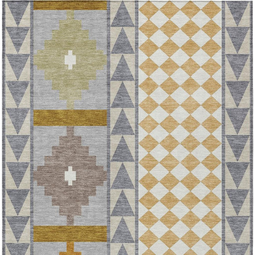 3' X 5' Gray And Beige Southwestern Washable Indoor Outdoor Area Rug