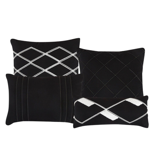 7 Piece Comforter Set Black & White Geometric Modern Bedding