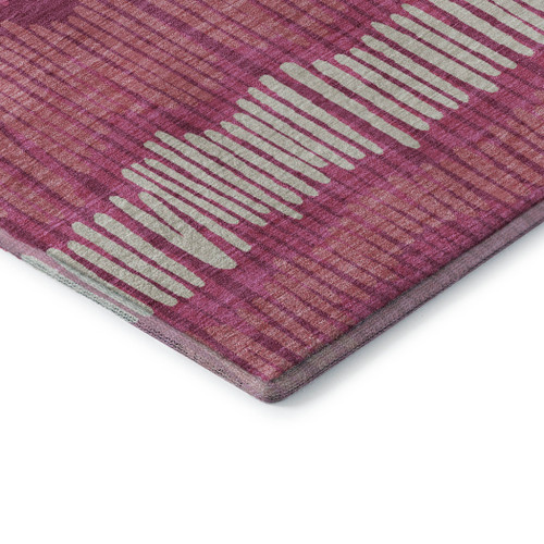 5' X 8' Blush Orange And Ivory Striped Washable Area Rug With UV Protection
