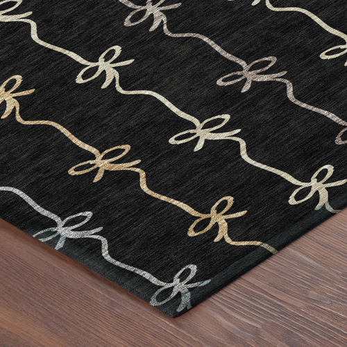 5' X 8' Black And Gray Southwestern Washable Indoor Outdoor Area Rug