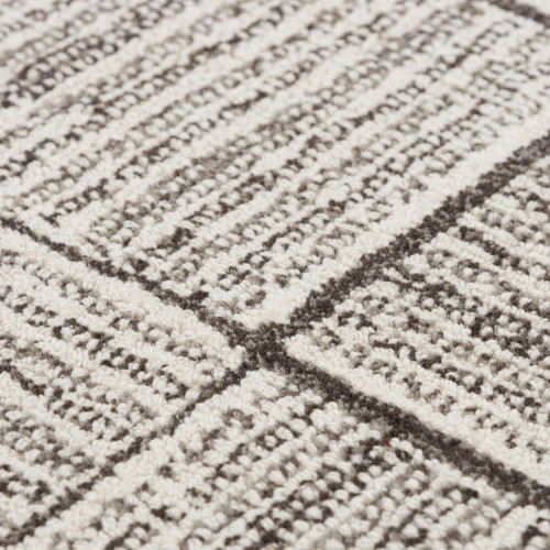 9' X 12' Gray And Natural Wool Checkered Hand Tufted Area Rug