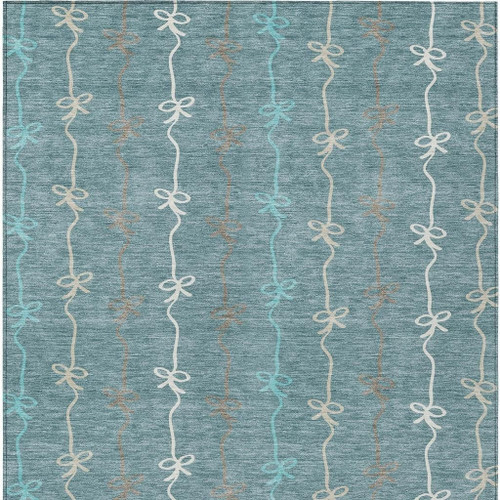 8' X 10' Teal Blue And Aqua Southwestern Washable Indoor Outdoor Area Rug