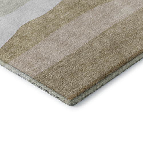 8' X 10' Wheat And Ivory Striped Washable Area Rug With UV Protection