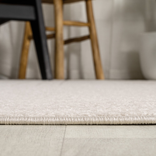 9' Ivory And Cream Square Striped Indoor Outdoor Area Rug