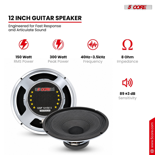 Guitar Speaker 300W Replacement 8 Ohm Amplifier Cabinet Driver