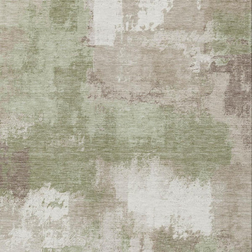 9' X 12' Sage And Green Abstract Washable Indoor Outdoor Area Rug