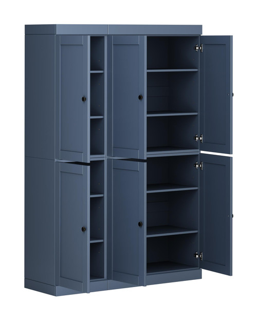 72" French Blue Solid Wood 8 Pantry Or Storage Closet
