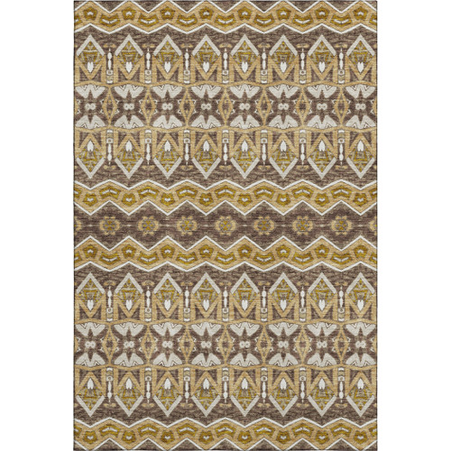 3' X 5' Gold Brown And Ivory Moroccan Washable Area Rug With UV Protection