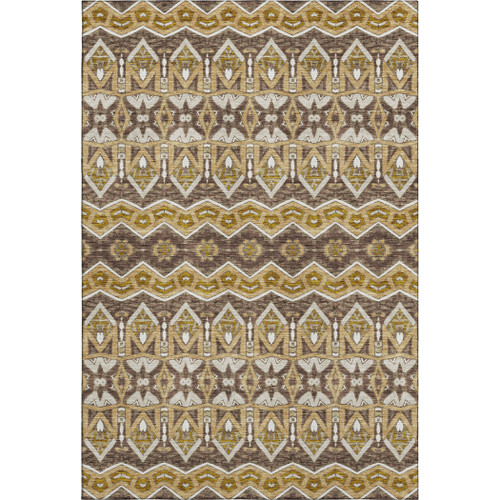 3' X 5' Gold Brown And Ivory Moroccan Washable Area Rug With UV Protection