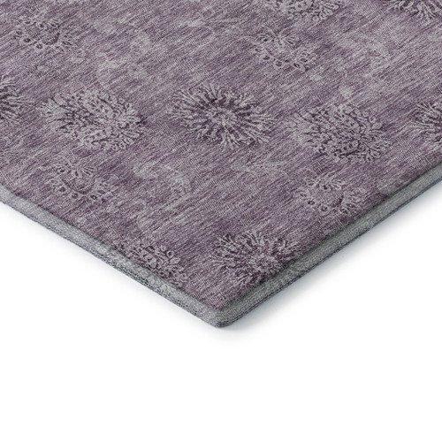 8' X 10' Plum And Ivory Floral Washable Area Rug With UV Protection