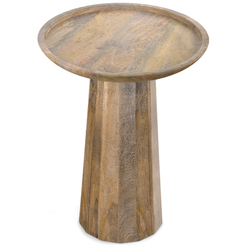 19" Natural Solid Wood Round Pedestal End Table