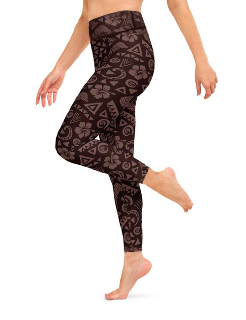 Black floral leggings with control top