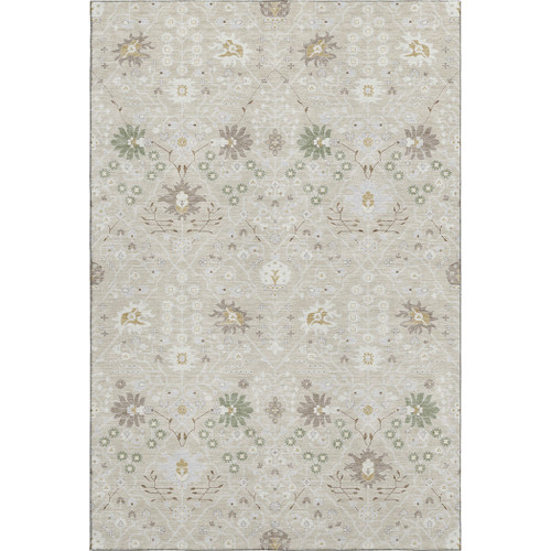 9' X 12' Beige Ivory And Taupe Oriental Washable Area Rug With UV Protection